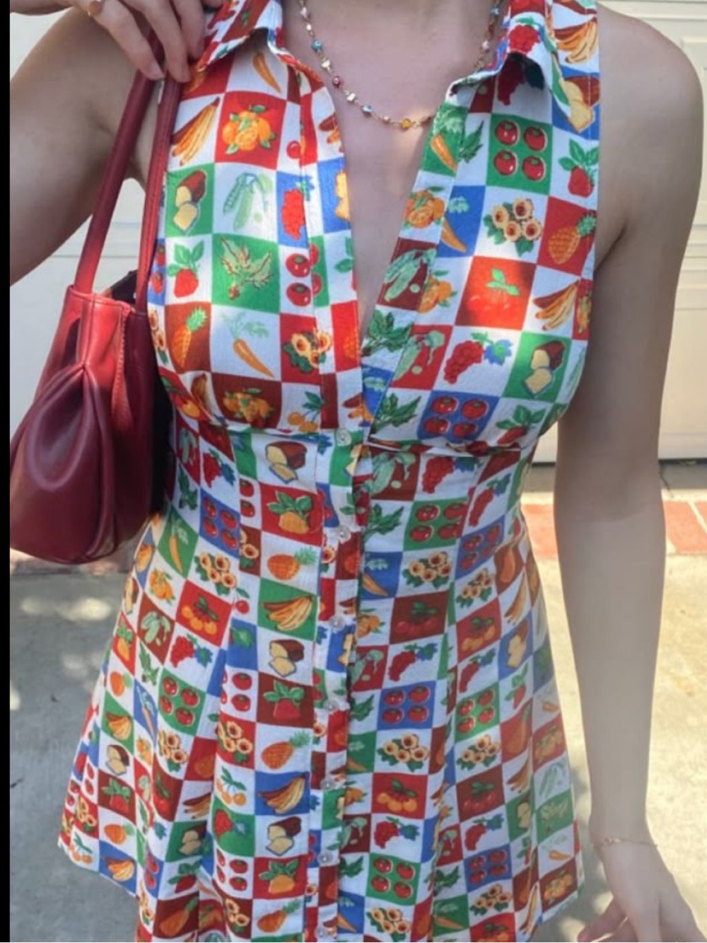 Urban Outfitters Fruit and Veg Button-Front Dress Small